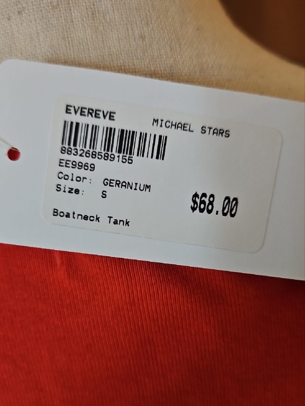 Michael Stars Orange-Red Ribbed Tank Size S - Picture 7 of 9